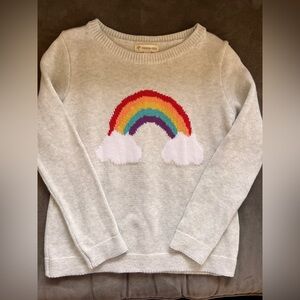 Tucker + Tate Girls Cream Rainbowcore Cotton Sweater, Size 6